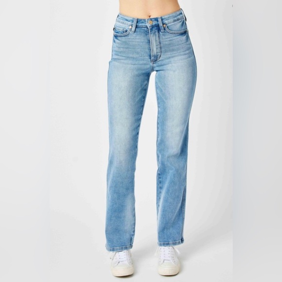 Judy Blue Denim - Judy Blue high waisted tummy control contrast straight leg jeans size 3 (26)